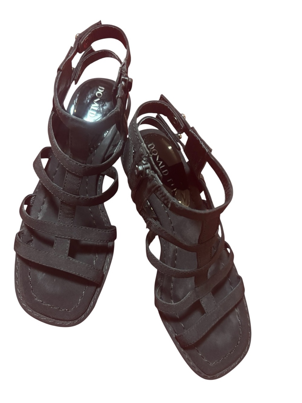Donald J. Pliner Black Multi-Strap Square-Toe Sandals